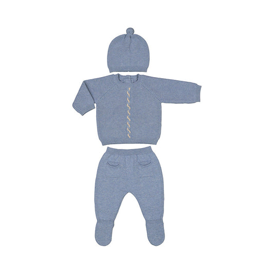 Mayoral Knit- Blue Legwarmer & Hat Set