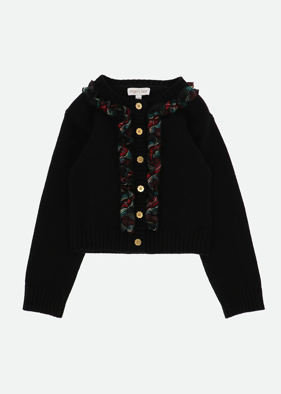 Blair Tartan Ruffle Cardigan Black