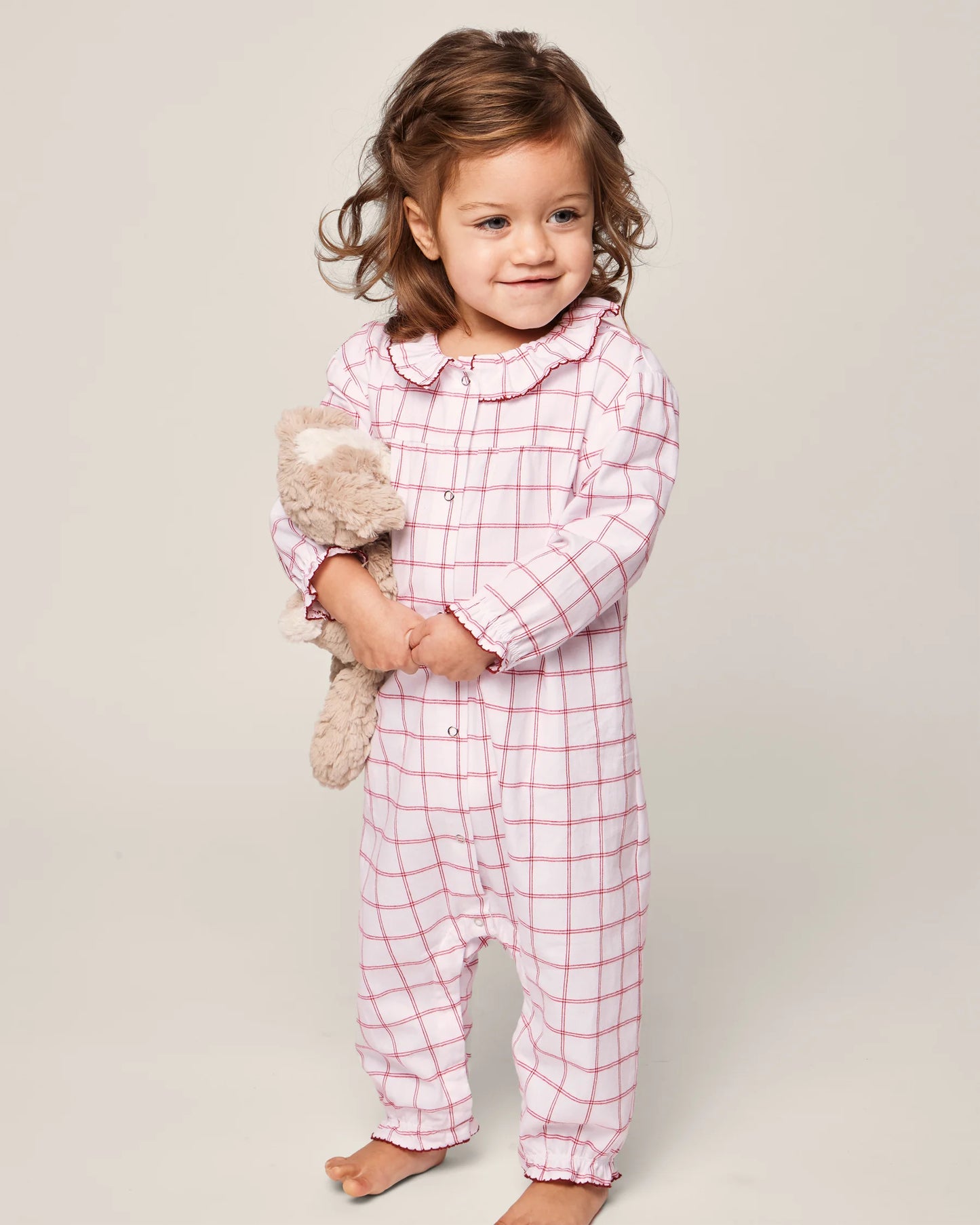 Petite Plume- Garnet Tattersall Madeline Romper- Pajama