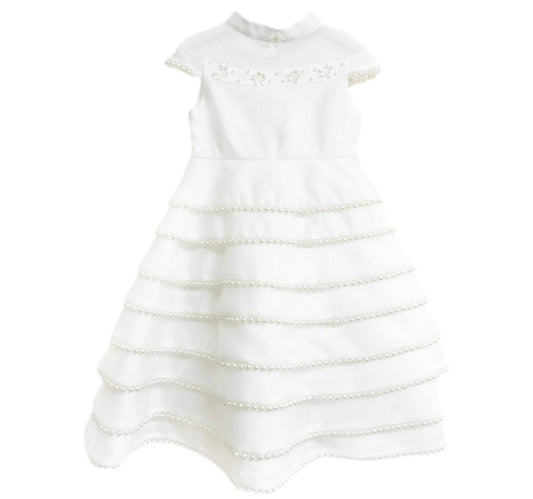 White Tiered Pearl Gown