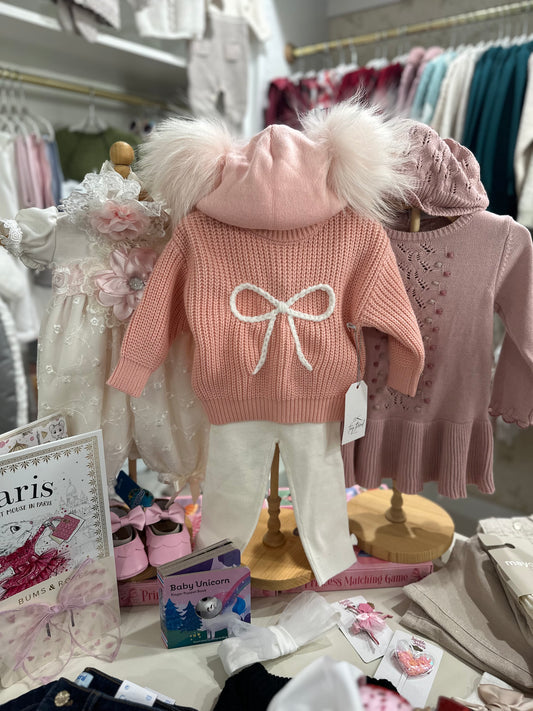 Tiny Thread Designs bubble gum bow sweater 6-9M