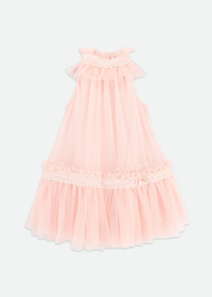 Spotted Tulle High Neck Mini