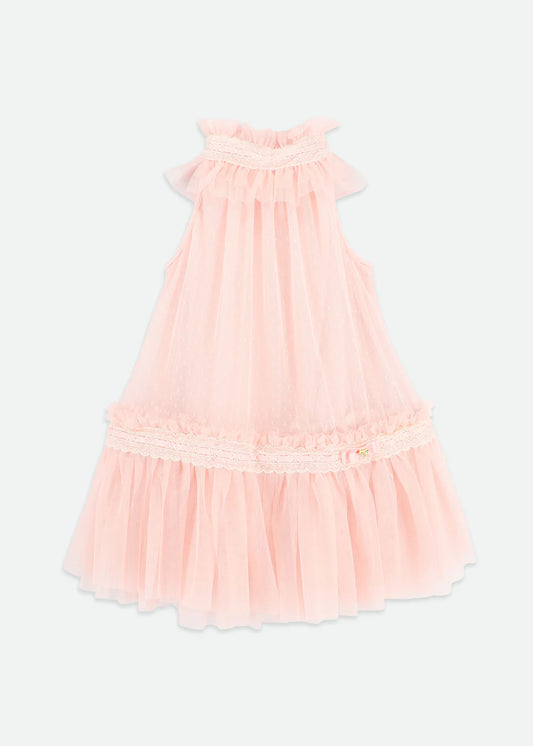 Spotted Tulle High Neck Mini