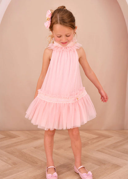 Spotted Tulle High Neck Mini