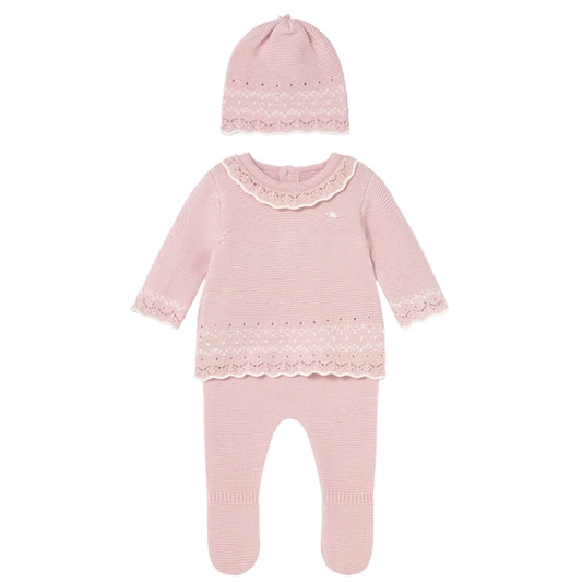 Mayoral Baby Knit w Hat - Cuarzo Pink