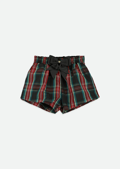 Ruthie Tartan Shorts Black and Raffy Ruffle Knit