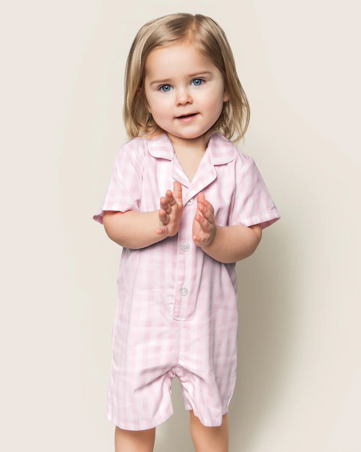 Petite Plume- Gingham Pink Romper – Petunia's - Main Image