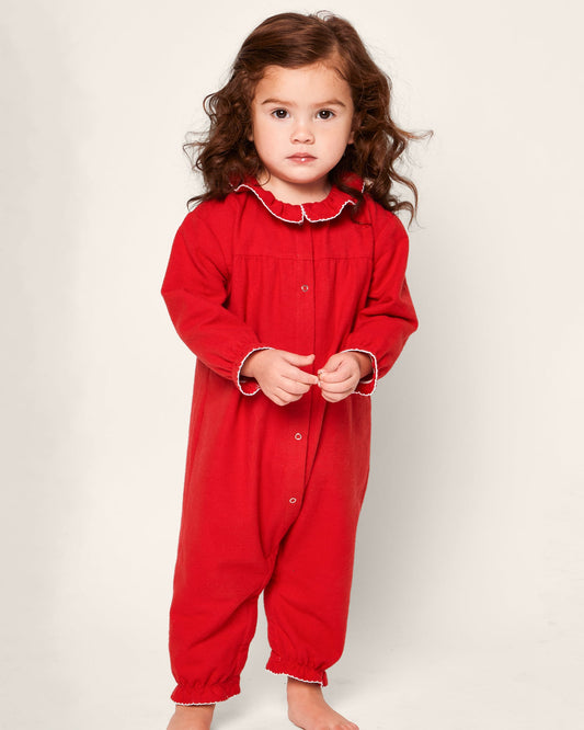 Baby's Flannel Madeline Romper in Red