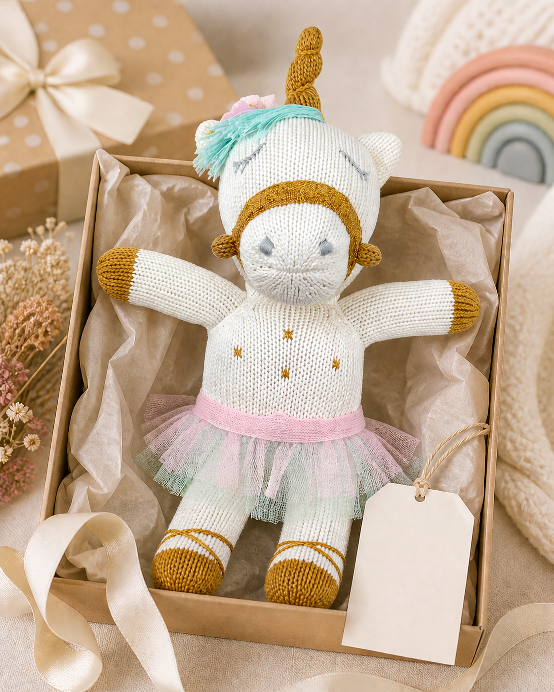 Rainbow Pop the Unicorn Knit Doll