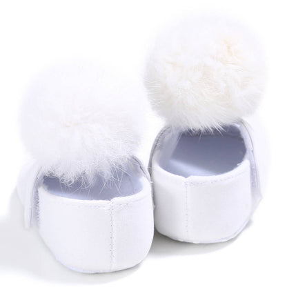 Pom Pom Fur Ballet Soft Sole Anti-Ship Baby Crib Shoes