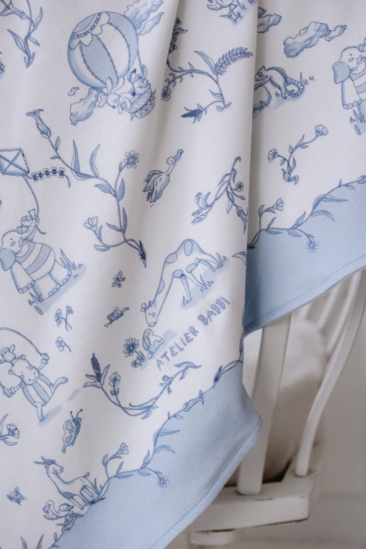 Toile de Jouy/Blue (G Box) -Newborn Gift Set – 5 Pc Cotton