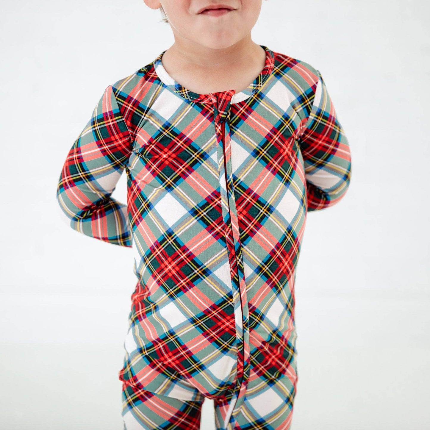 Prancer's Plaid Christmas Holiday Bamboo Convertible Footie