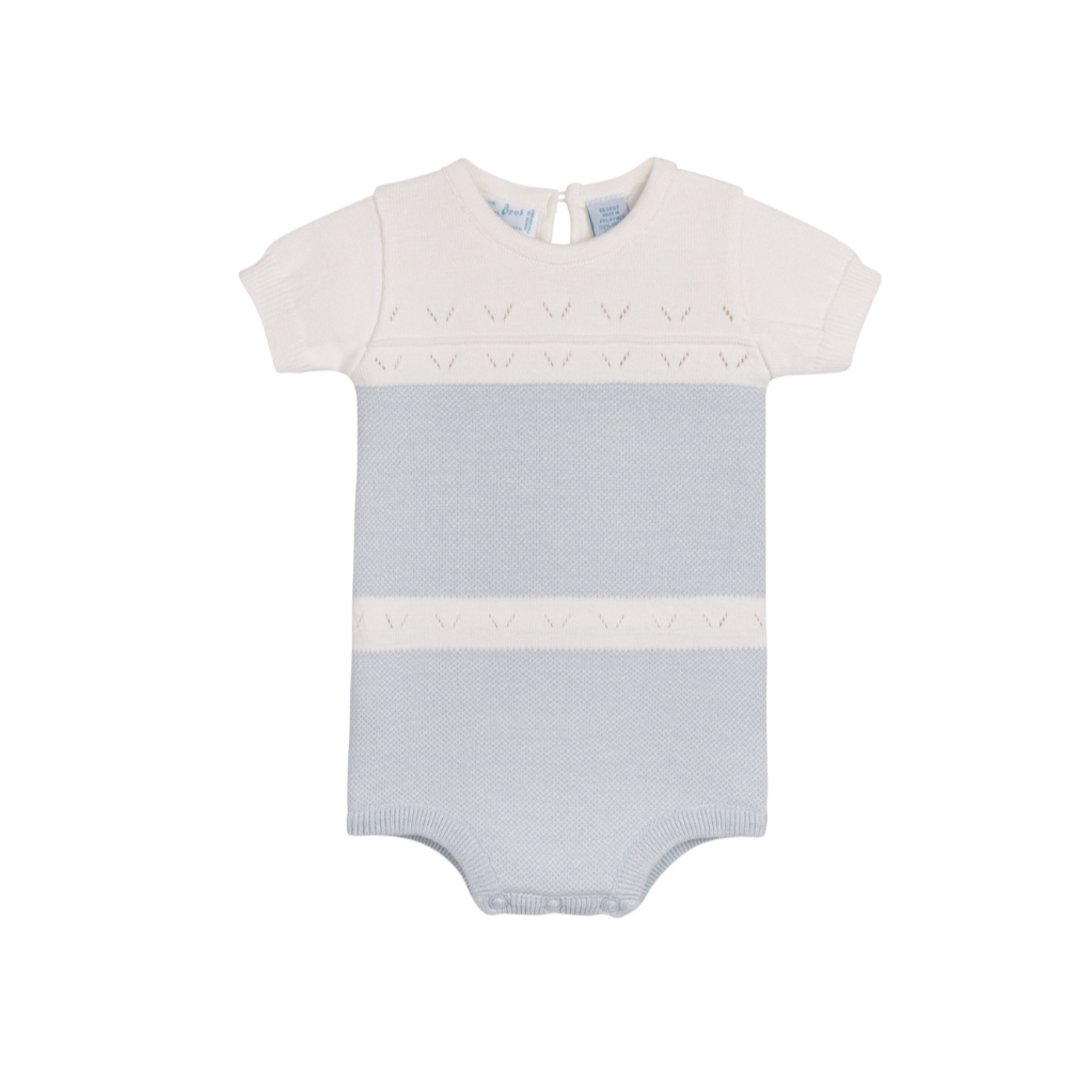 Boys Pointelle Contrast Knit Romper