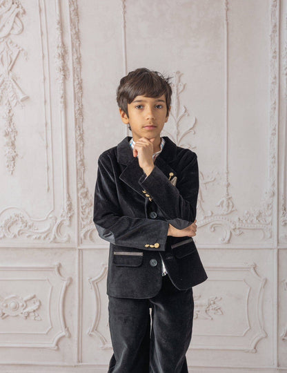 Black Velour Boy's Blazer