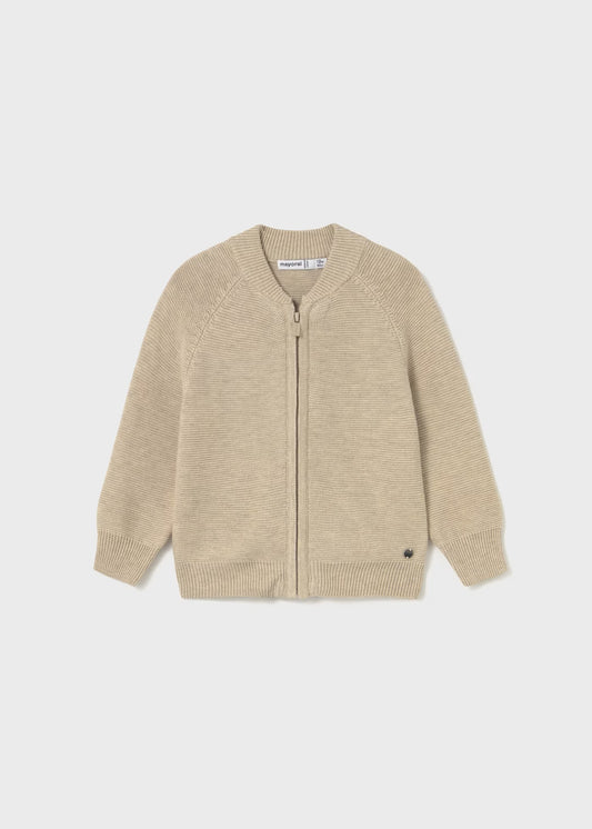 Mayoral Beige Boys Zipper Knit