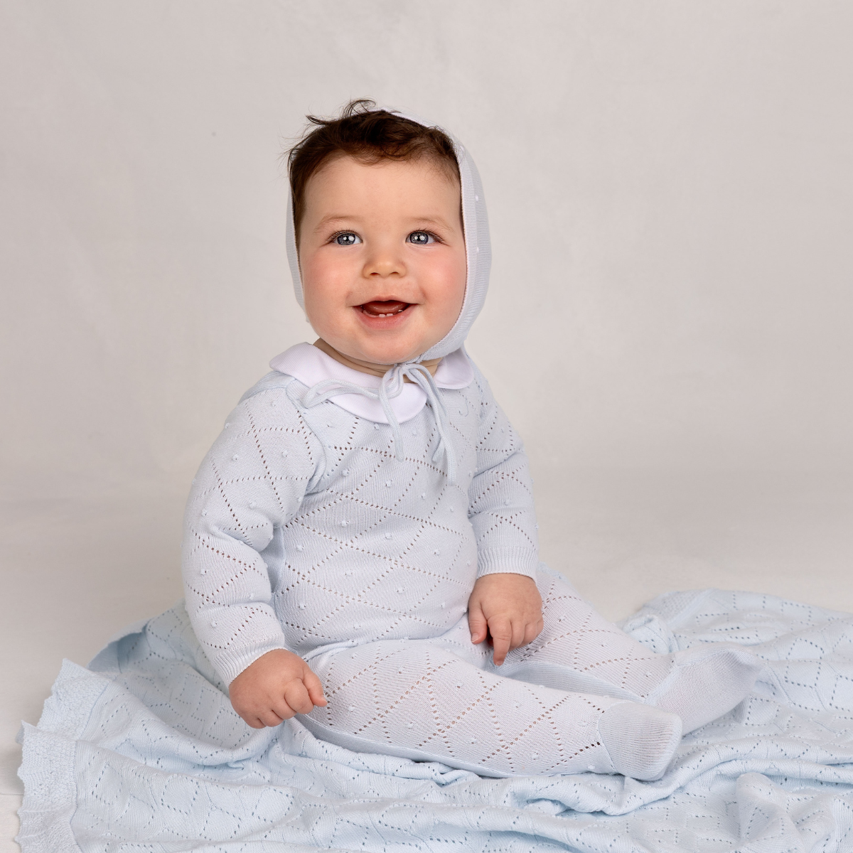 Boys Peter Pan Diamond Knit Romper