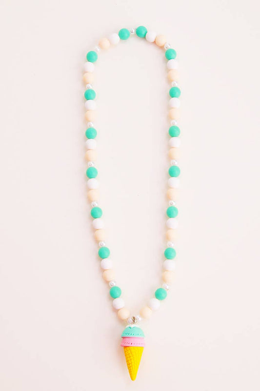 Pastel Beaded Ice Cream Cone Necklace