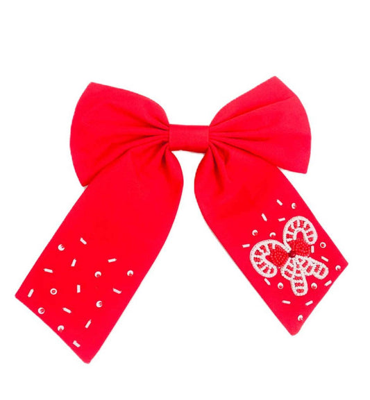 Holiday Red Candy Cane Bow