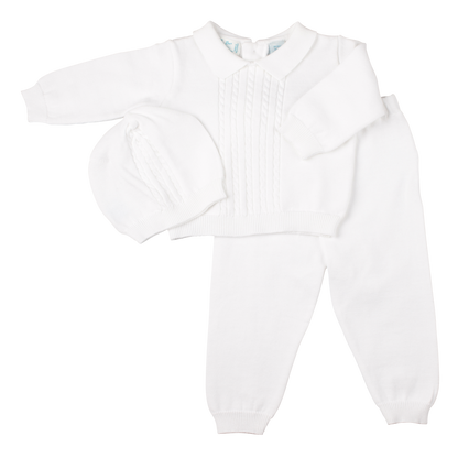 Baby Boy Cable Knit Two Piece with Hat