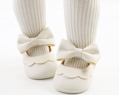 Bow Leatherette Anti-Slip Baby Crib Shoes