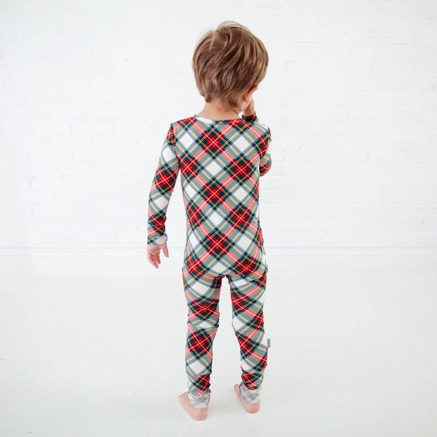 Prancer's Plaid Christmas Holiday Bamboo Convertible Footie