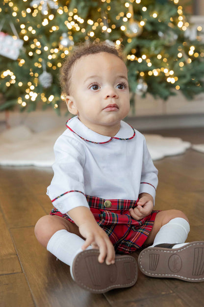 Pique & Plaid Long Sleeve Shortall