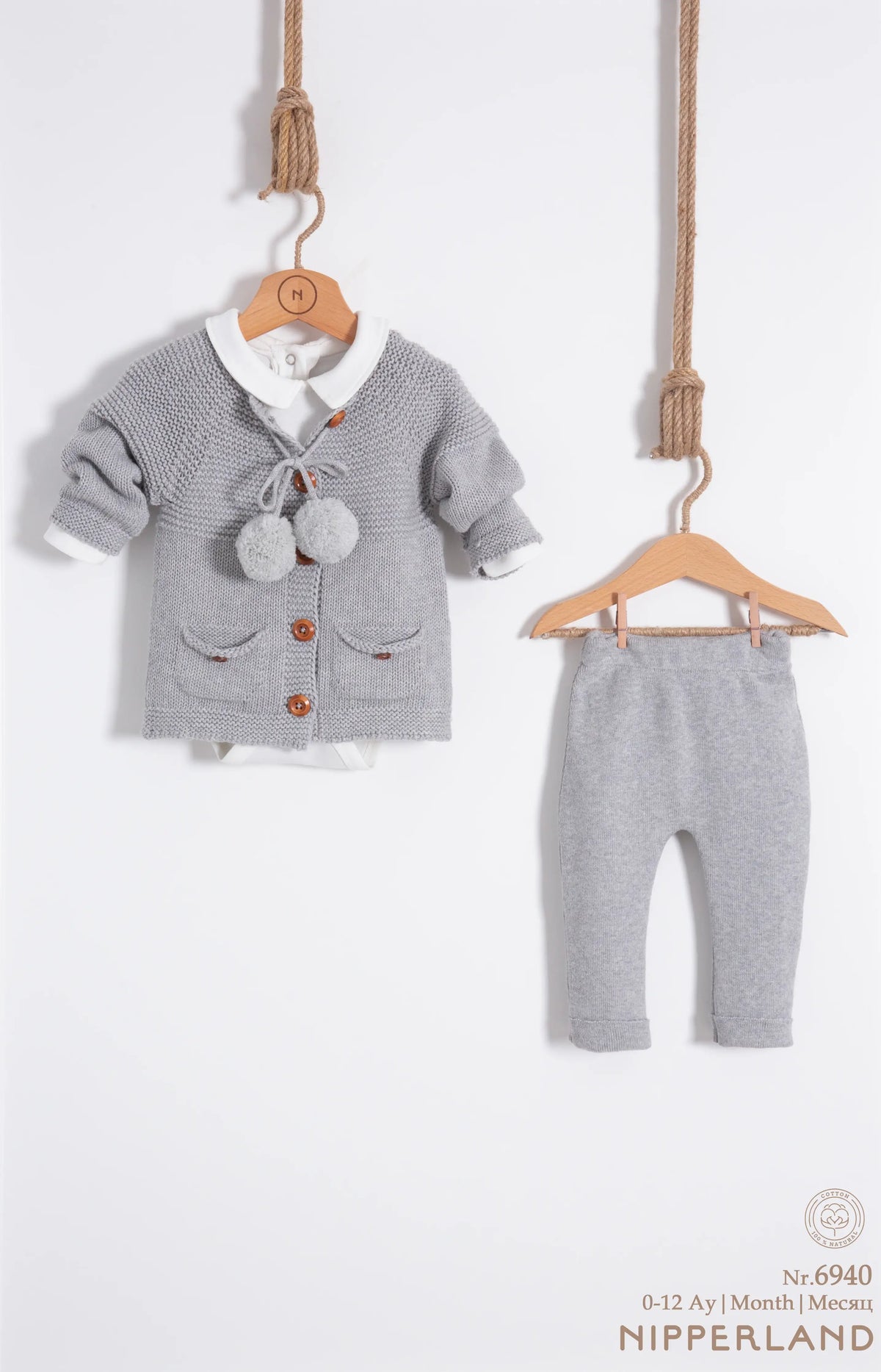 3-piece unisex Cotton knit set