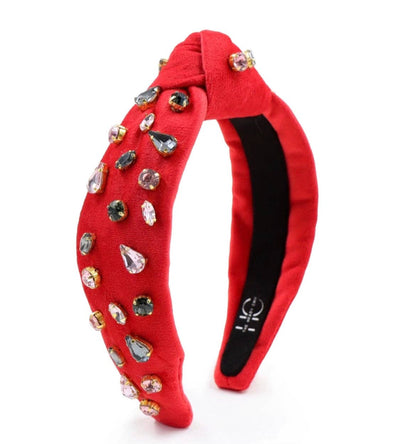 Holiday Kid and Tween Red Velvet Jeweled Knotted Headband