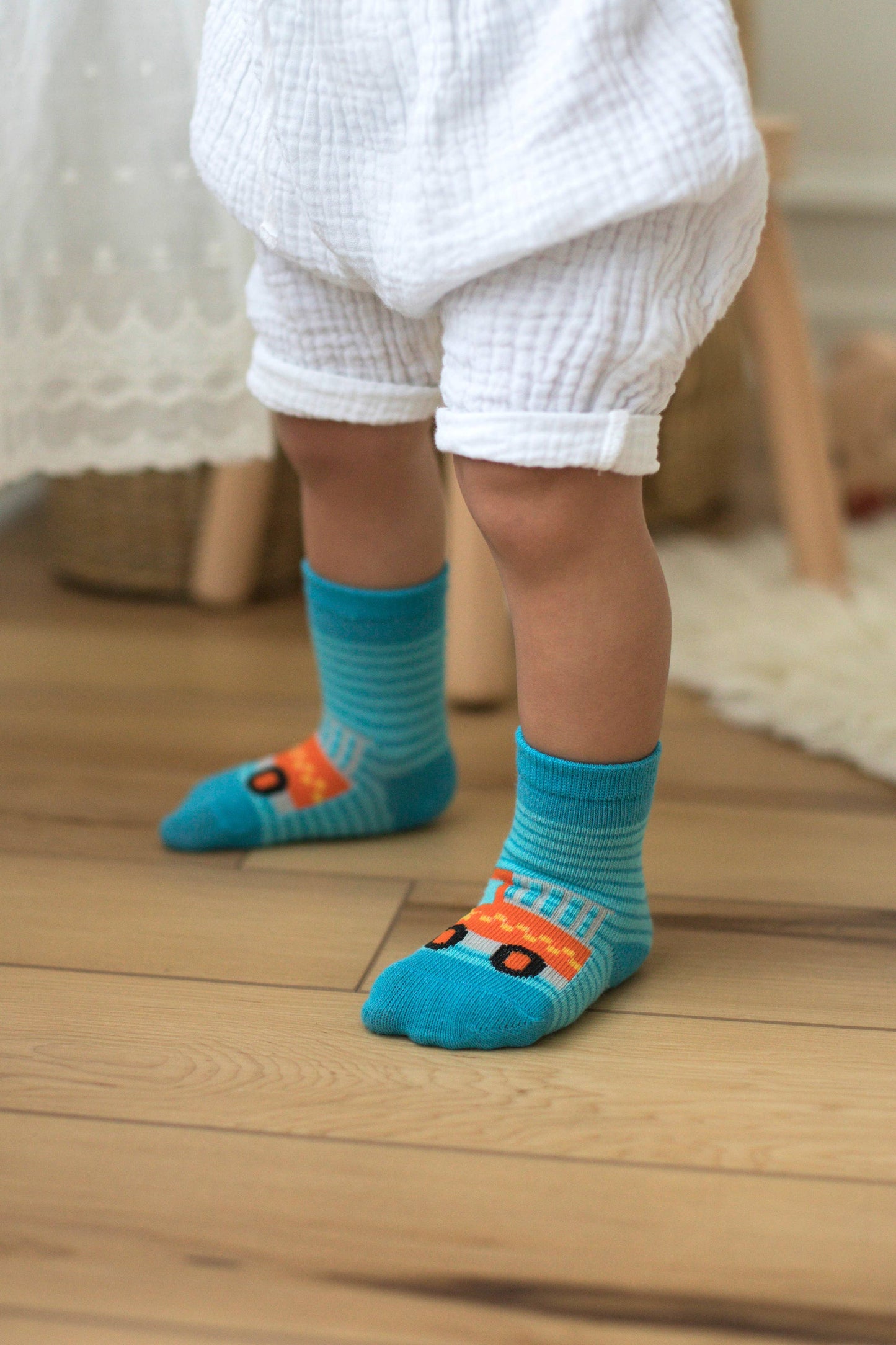 Organic Cotton Toddler Socks Trucks CDU of 12