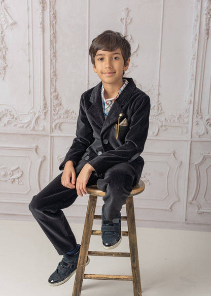 Charlie Black Velour Boys' Tuxedo Pants