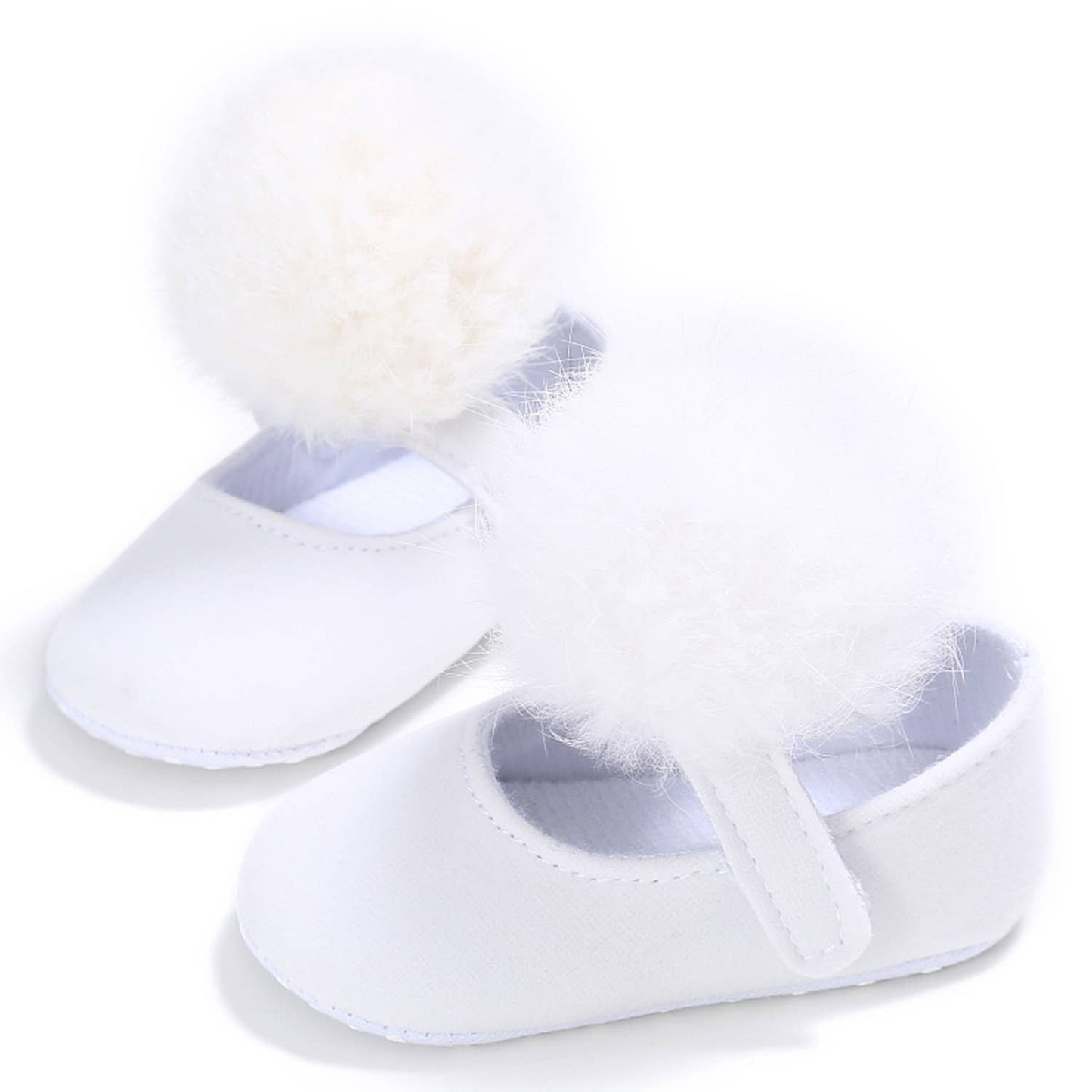 Pom Pom Fur Ballet Soft Sole Anti-Ship Baby Crib Shoes