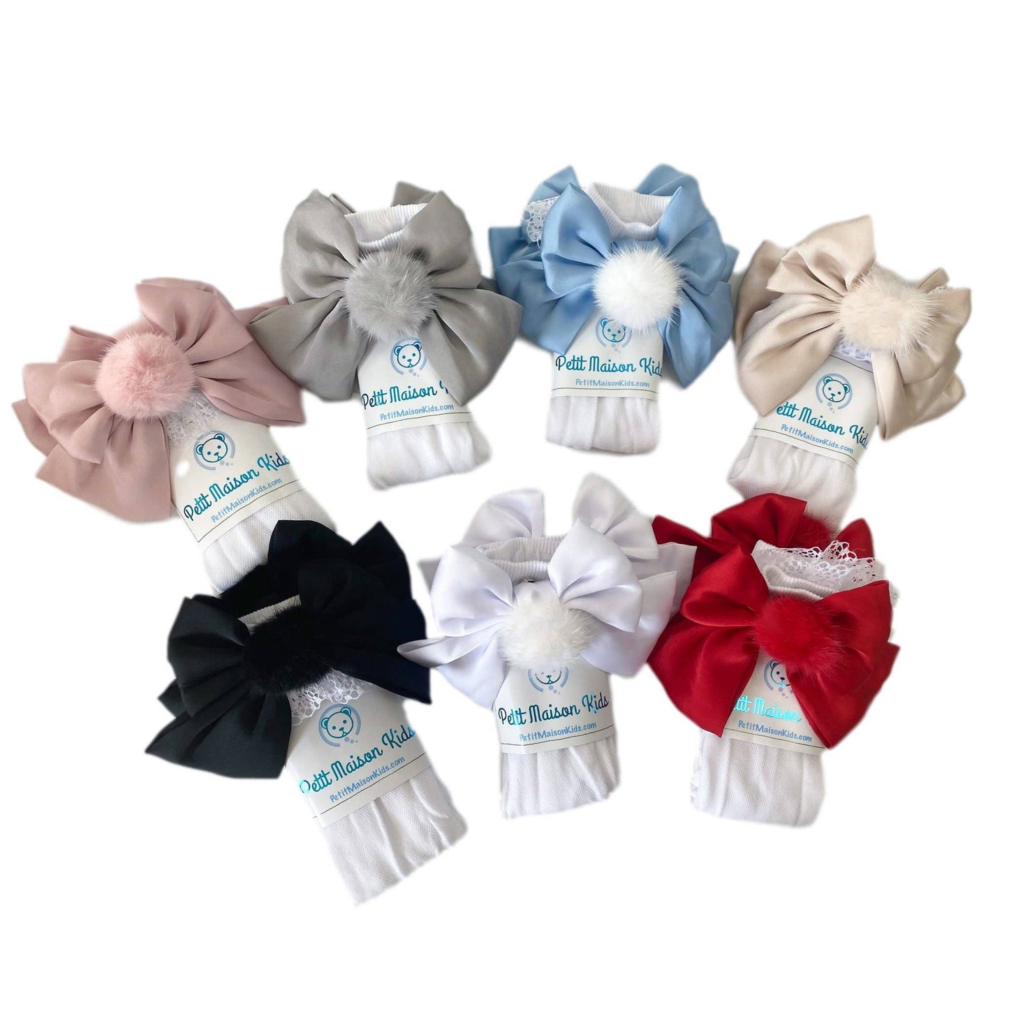 Lana Ruffle Satin Bows and Poms Socks