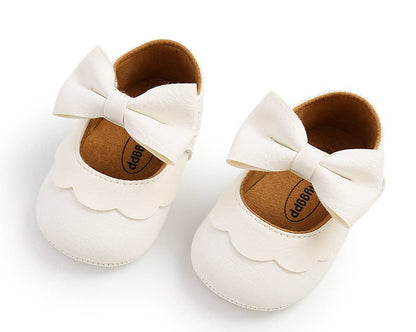 Bow Leatherette Anti-Slip Baby Crib Shoes