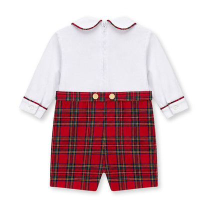 Pique & Plaid Long Sleeve Shortall