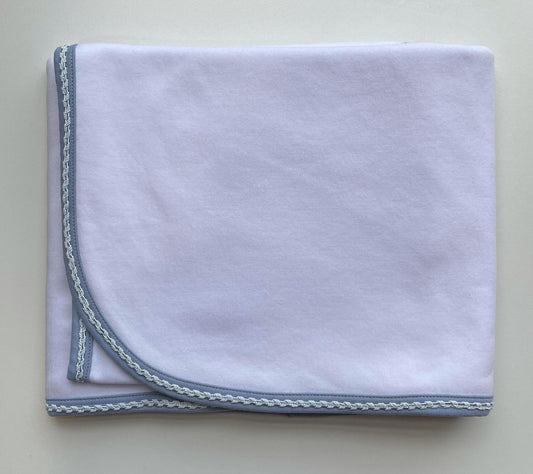 White Receiving Blanket with Gray Edge