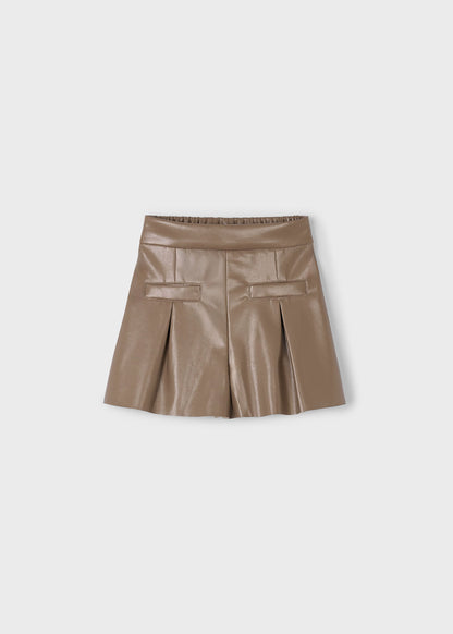 Mayoral Brown Faux Leather Shorts