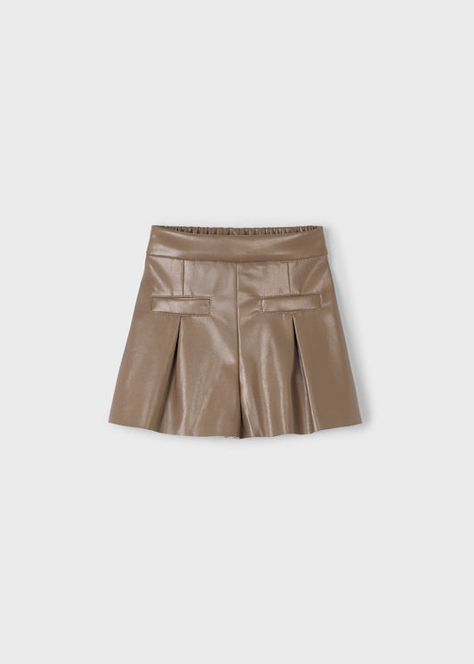 Mayoral Brown Faux Leather Shorts