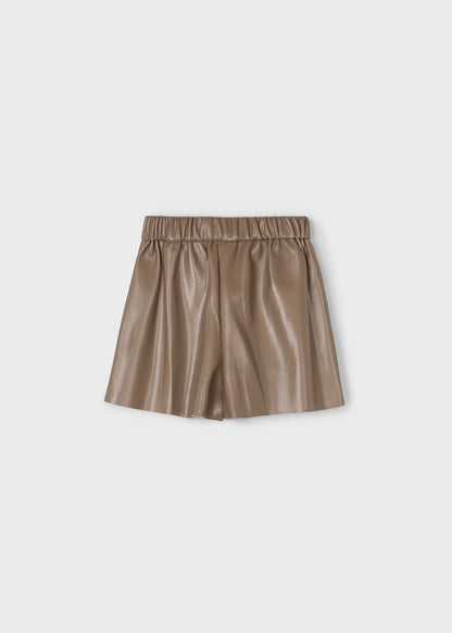 Mayoral Brown Faux Leather Shorts