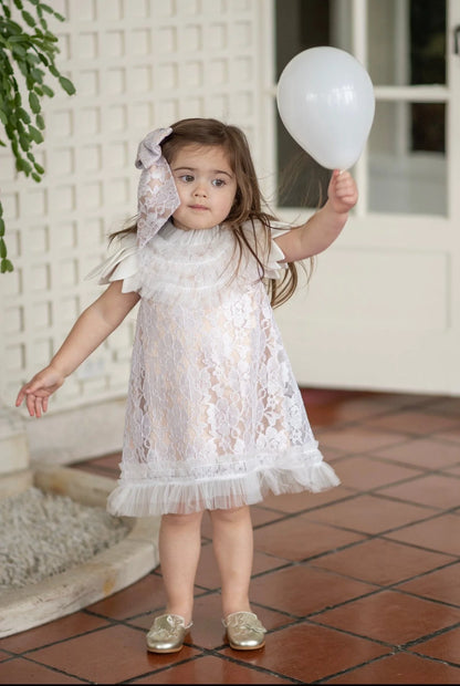 White Lace Tulle Dress