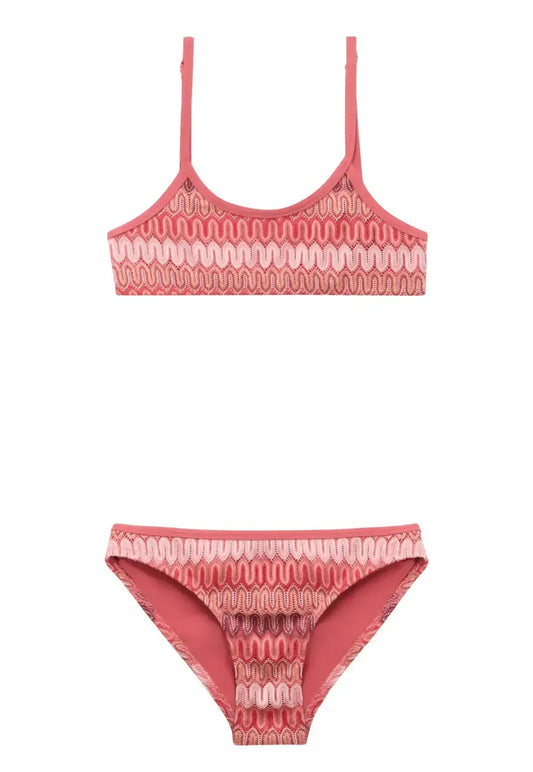 Coral Crochet Two-Piece Swimsuit