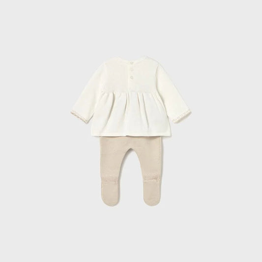 Mayoral Beige Floral Baby Knit Set