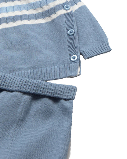 Light Blue Long Sleeve Knit Layette