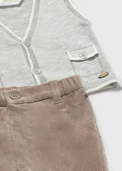 Baby Boy 3 Piece Gray Vest Set