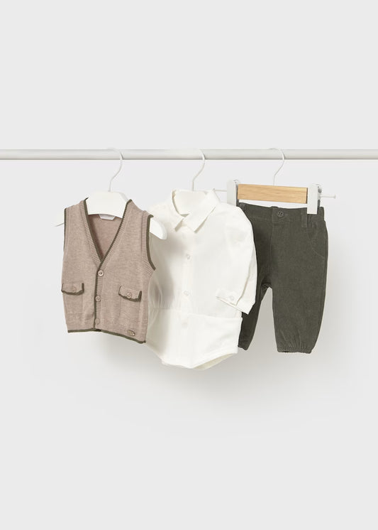 Baby Boy 3 Piece Green Vest Set