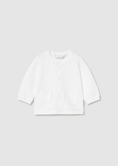 Baby Boy White Knit Cardigan