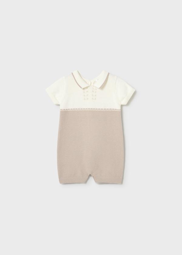 Baby Boy Beige Knit Romper