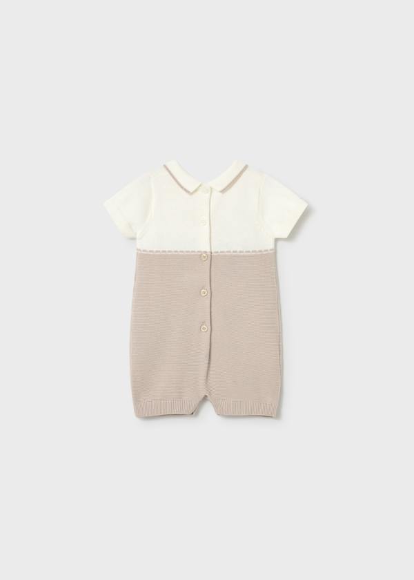 Baby Boy Beige Knit Romper