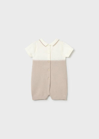 Baby Boy Beige Knit Romper