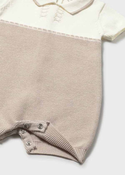 Baby Boy Beige Knit Romper