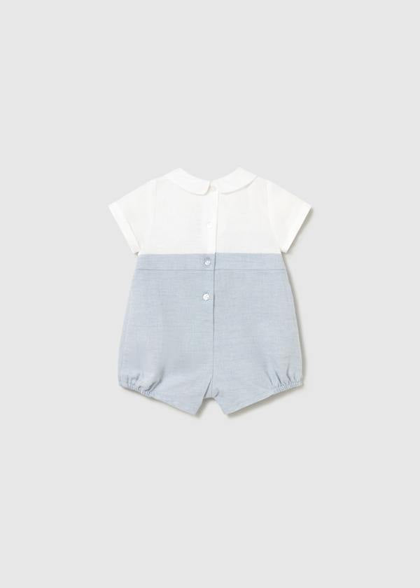 Baby Boy Blue Linen Romper